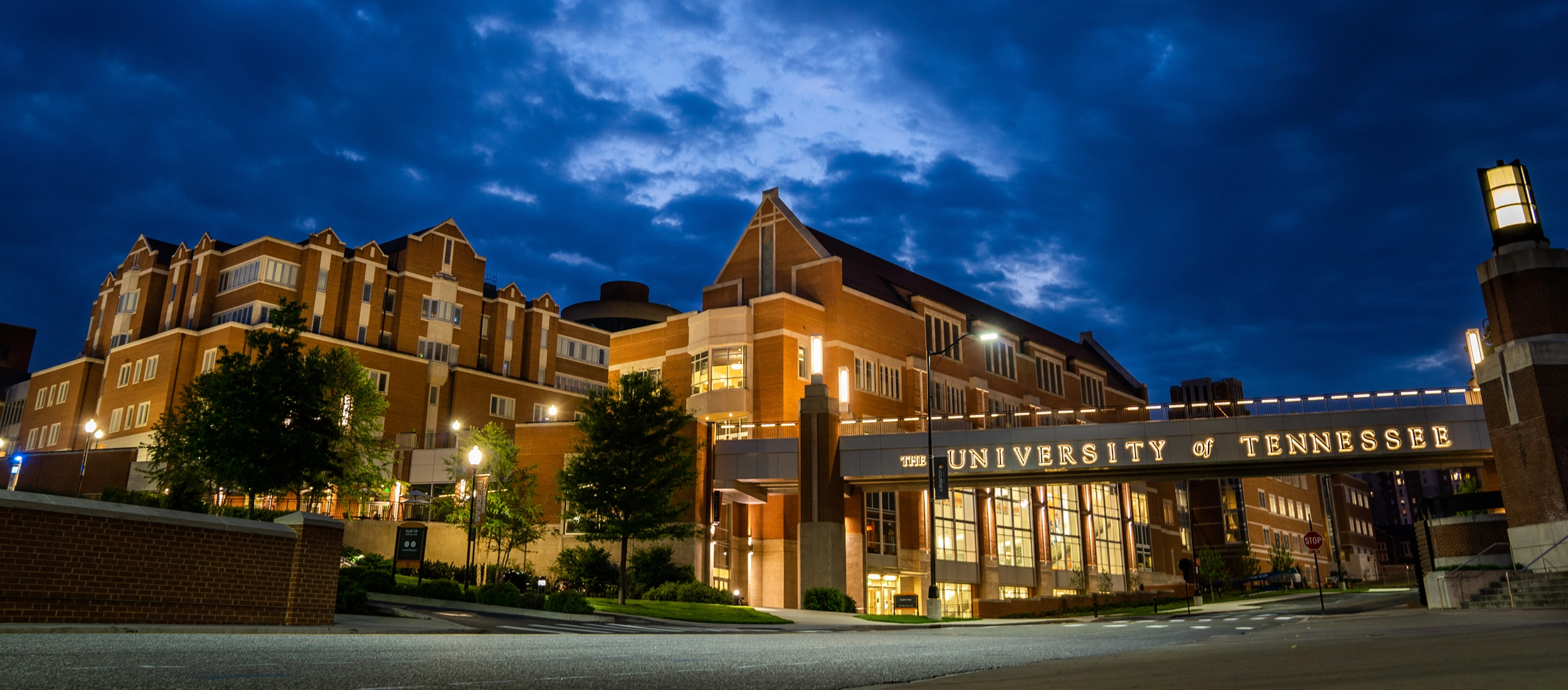 Nighttime view of the UT campus